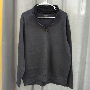 Men's large Van Huesen pullover quarter zip sweater gray with black inside colla
